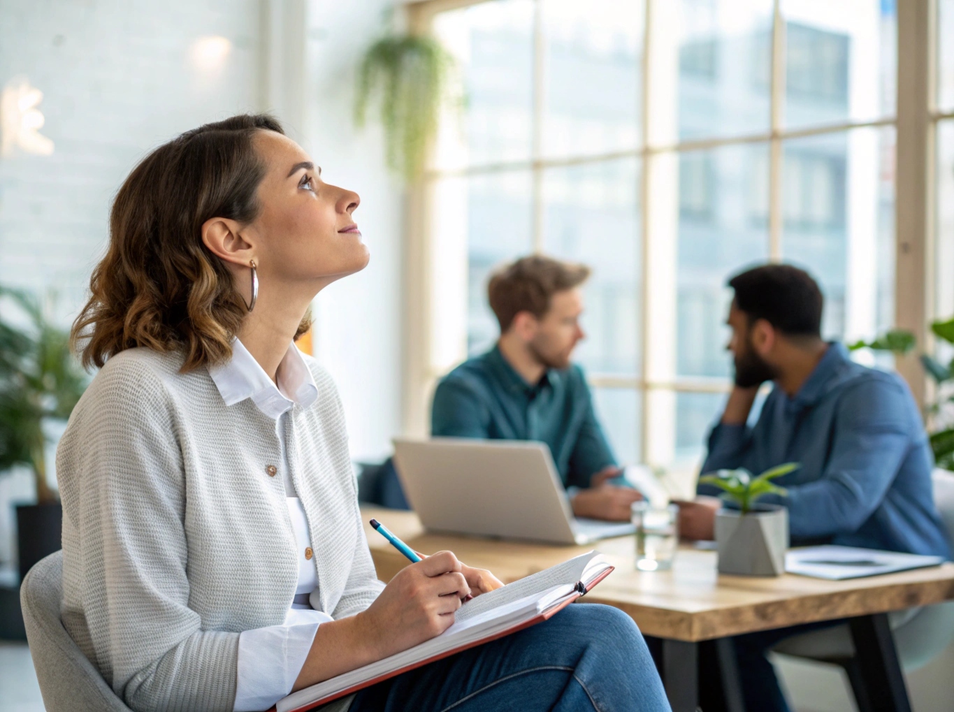 Professional met verbeterde focus tijdens vergadering